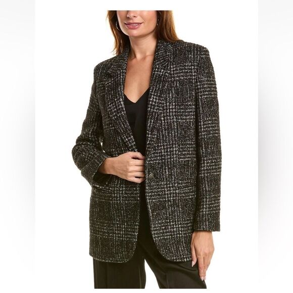 $595 The Kooples Black and white tweed blazer NWT - Picture 2 of 12